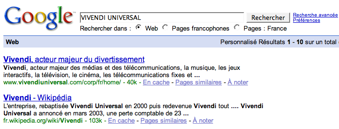 Résultats Google Référencement