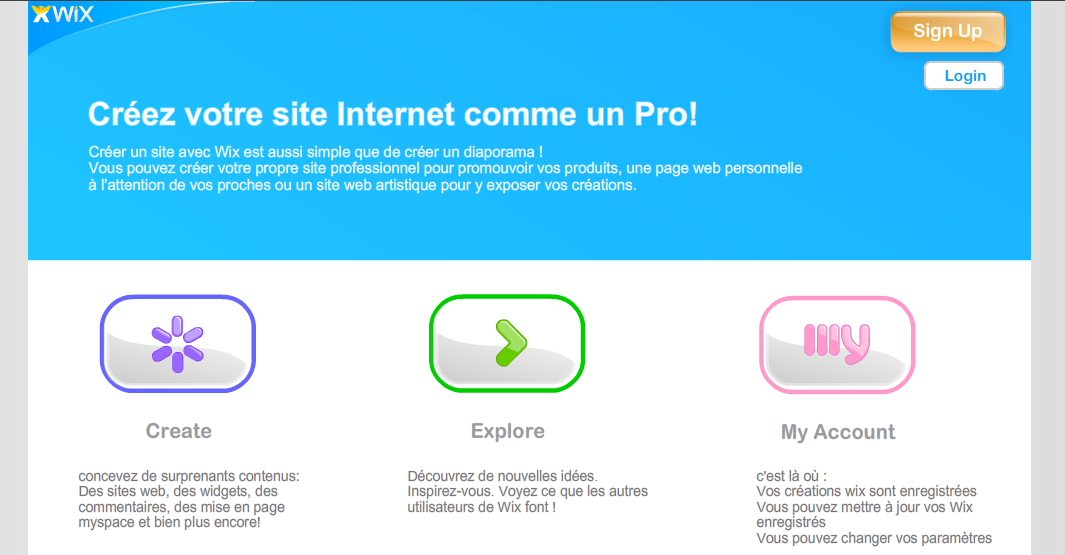 Wix, site web 2.0