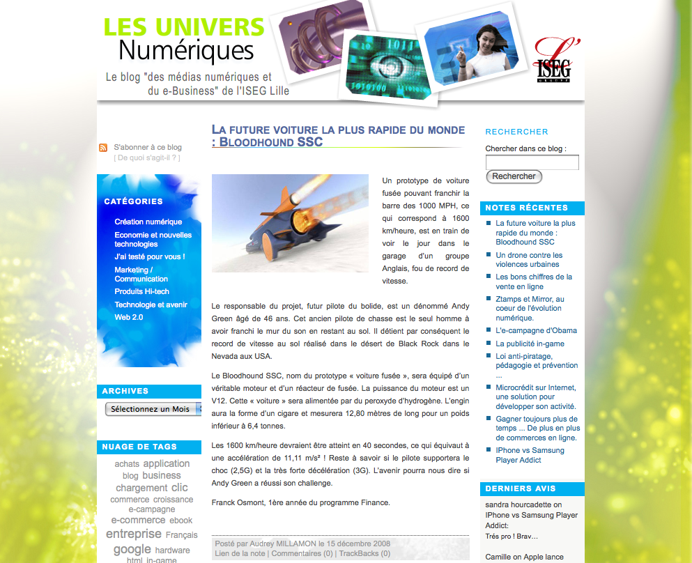 ISEG Lille Blog Univers Numériques